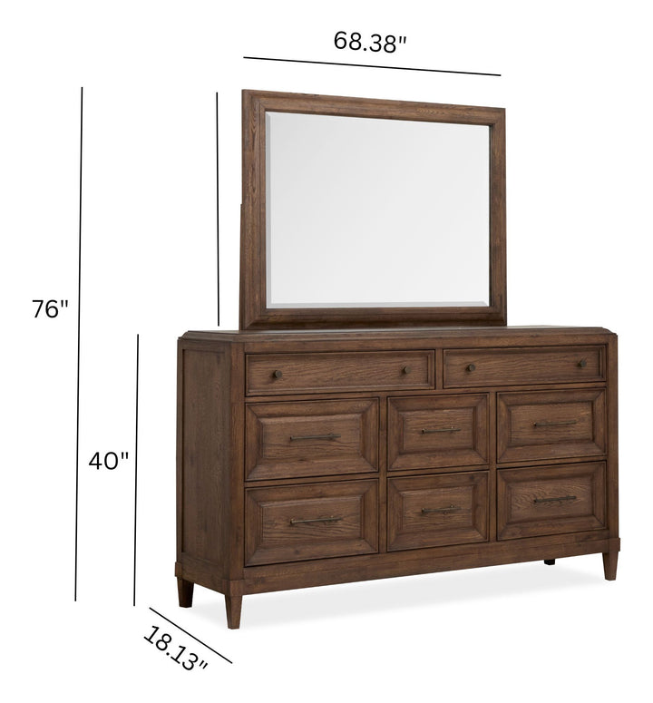 Groveland Park Antique Coffee Drawer Dresser With Landscape Mirror - B6532-2040
