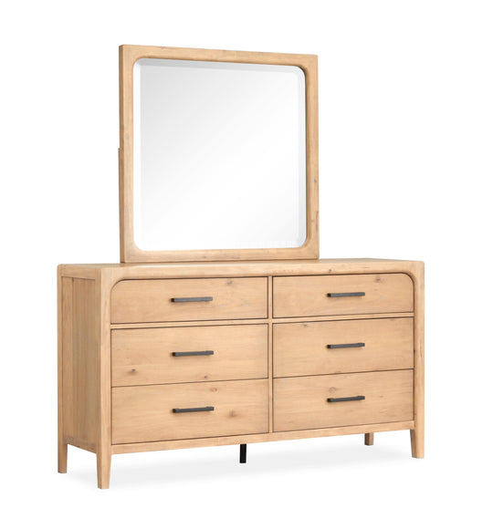 Somerset Butternut Double Drawer Dresser With Landscape Mirror - B5684-2240
