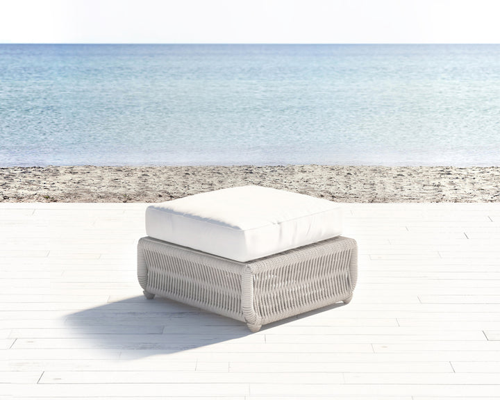 Dana Rope Ottoman in Canvas Skyline w/ Self Welt