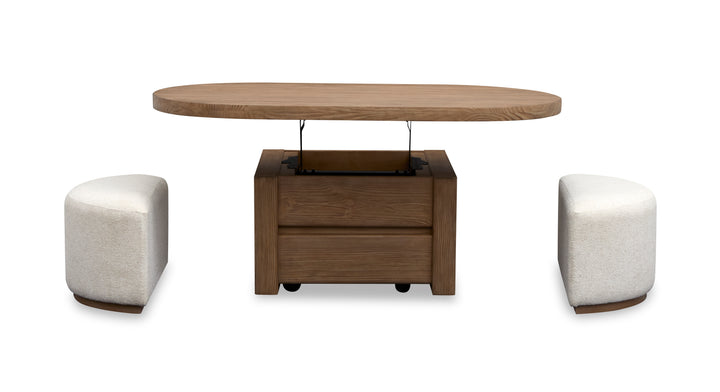 Hayden Golden Oat Lift Top Storage Cocktail Table With Casters & 2 Uph.Stools - T6348-50