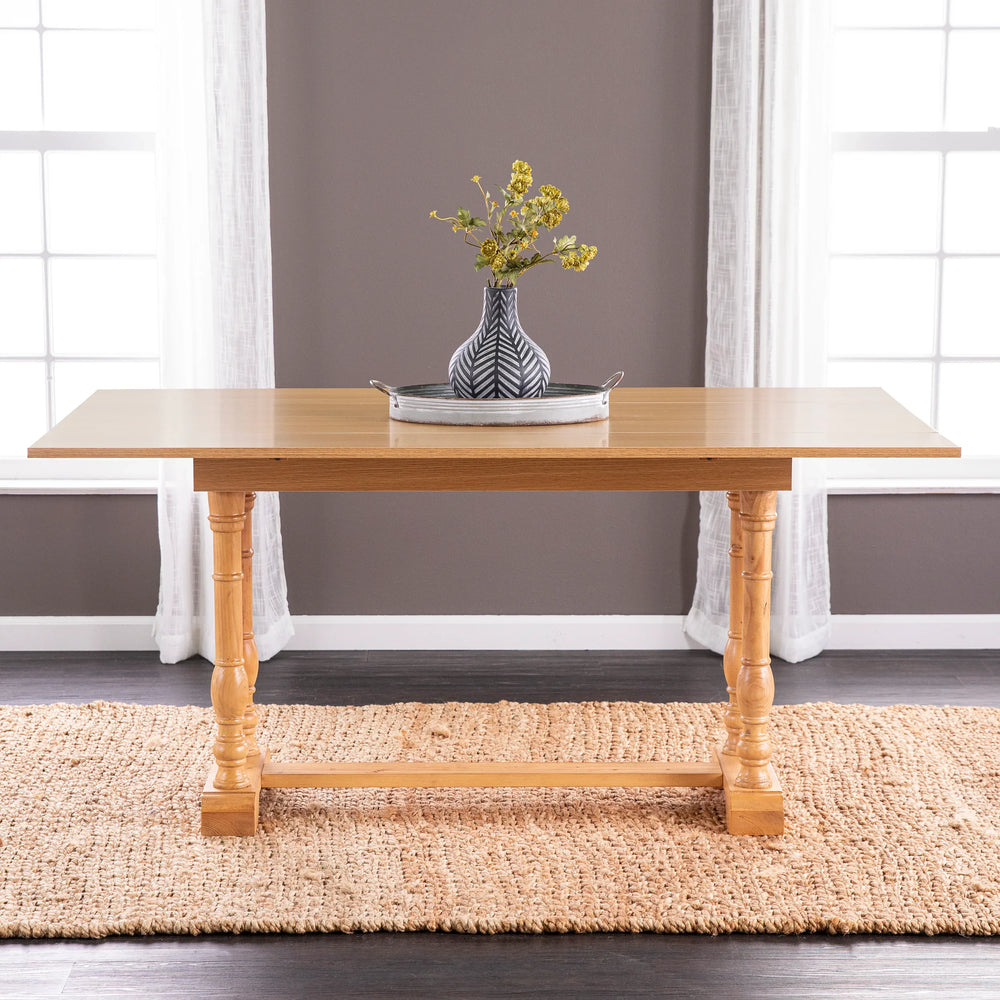 Edenderry Farmhouse Folding Trestle Console to Dining Table – Natural Oak - AmericanHomeFurniture
