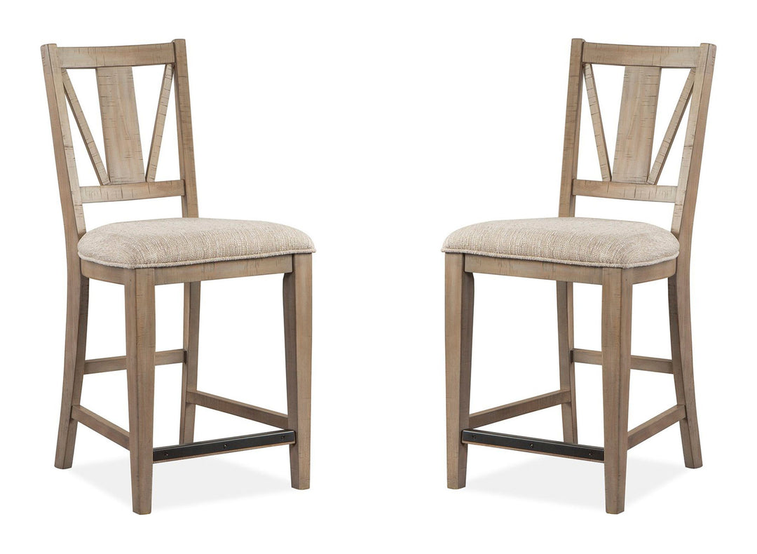 Paxton Place Dovetail Grey Upholstered Counter Chair - Set of 2 - D4805-82