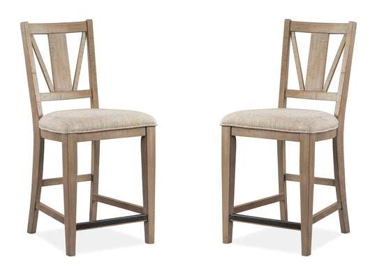 Paxton Place Dovetail Grey Upholstered Counter Chair - Set of 2 - D4805-82