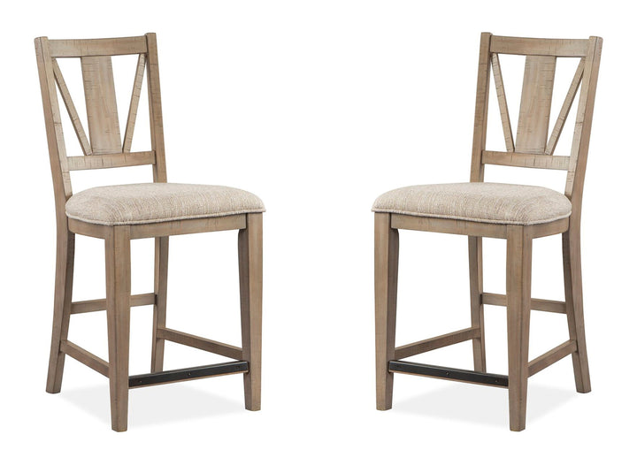 Paxton Place Dovetail Grey Upholstered Counter Chair - Set of 2 - D4805-82
