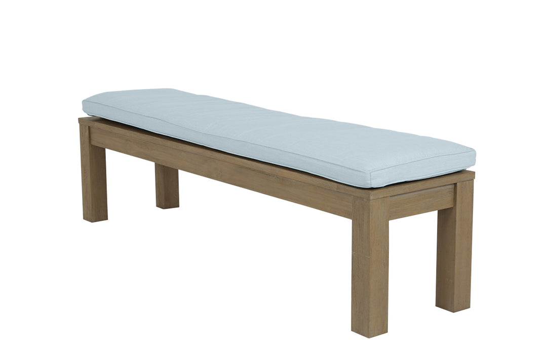 Coastal Teak Dining Bench in Canvas Skyline, No Welt