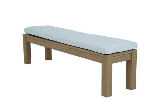 Coastal Teak Dining Bench in Canvas Skyline, No Welt