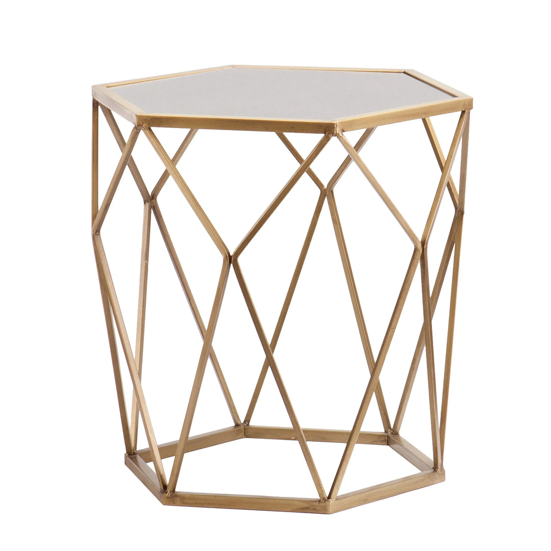 Joelle Geometric Accent Table - Gold - AmericanHomeFurniture