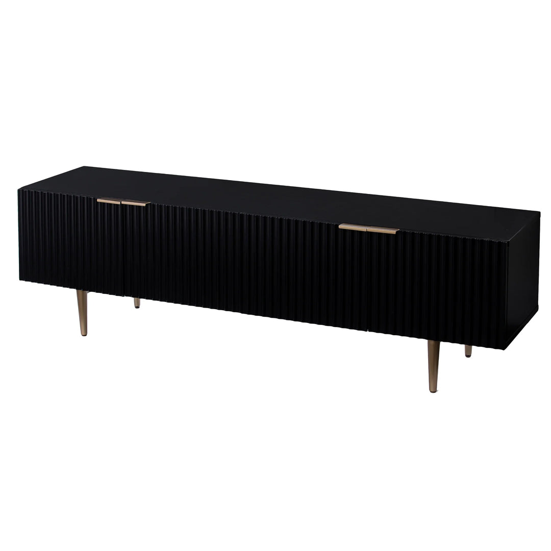 Pilston 4-Door Media Console - Black - AmericanHomeFurniture