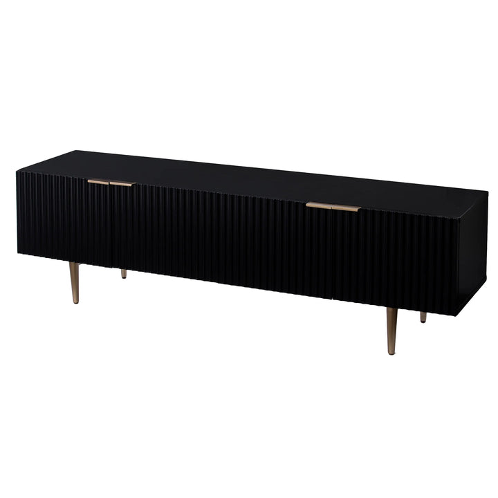 Pilston 4-Door Media Console - Black - AmericanHomeFurniture