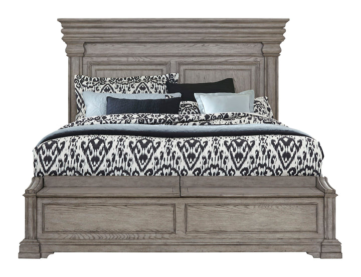 Madison Ridge Heritage Taupe Queen Panel Bed With Blanket Chest Footboard - P091-BR-K2