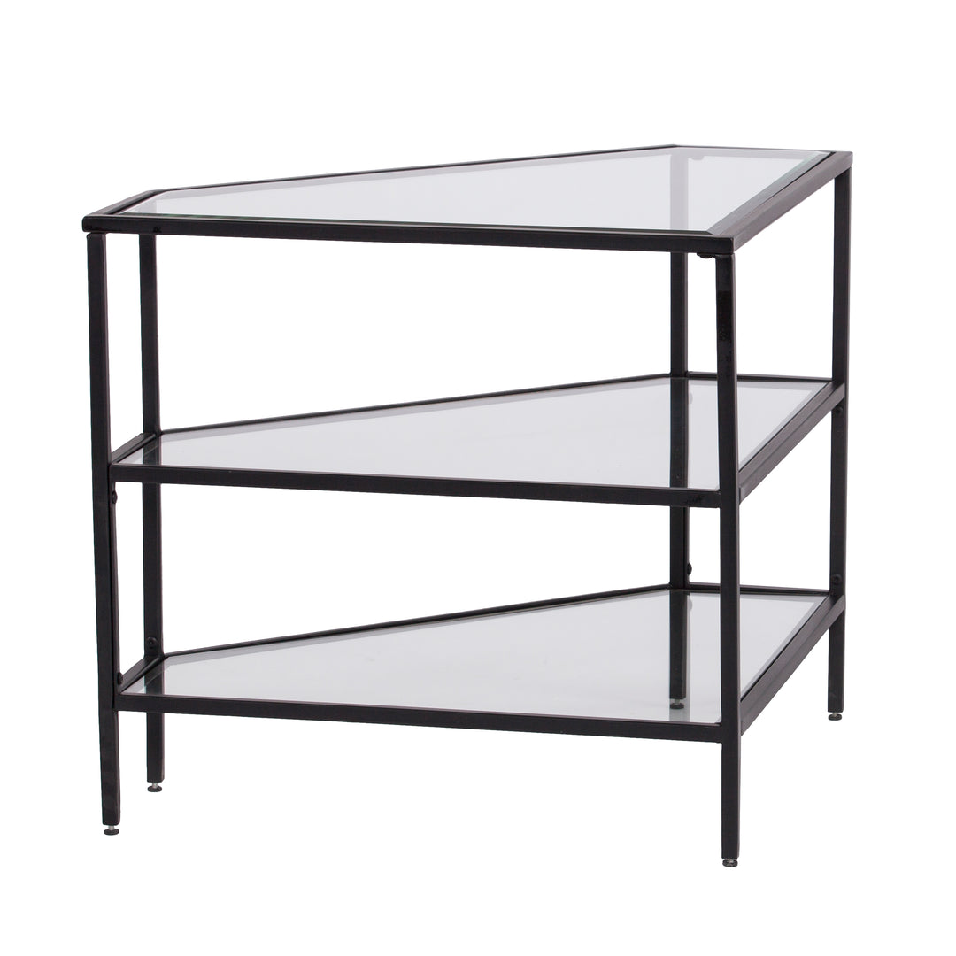 American Home Furniture | SEI Furniture - Niles Metal/Glass Corner TV Stand - Black