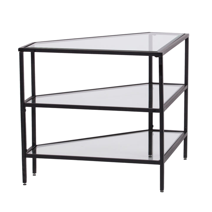 American Home Furniture | SEI Furniture - Niles Metal/Glass Corner TV Stand - Black