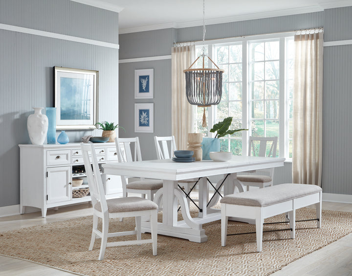 Heron Cove Chalk White And Dovetail Grey Extendable Trestle Dining Table - D4400-25