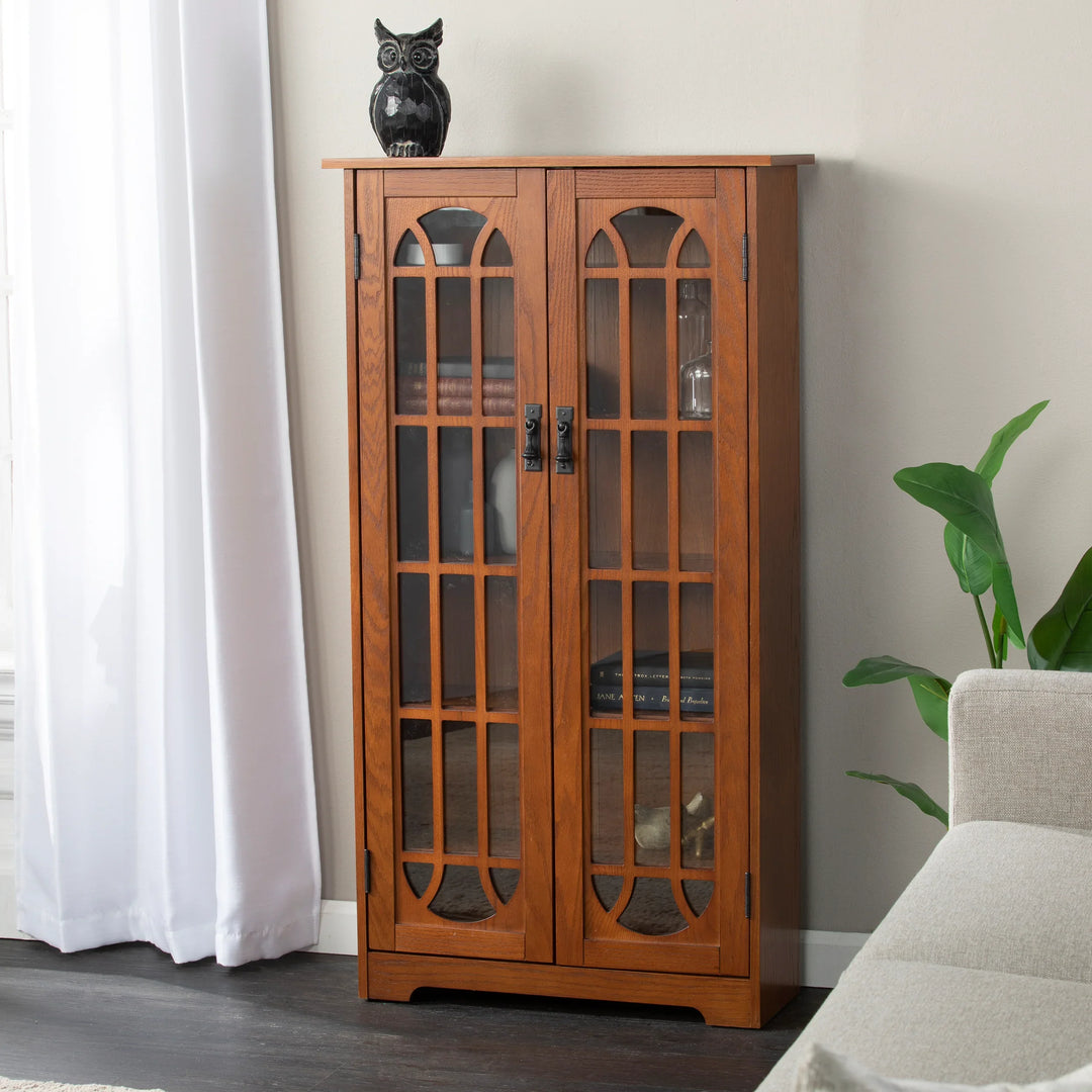 Window Pane Media Cabinet - Oak - AmericanHomeFurniture