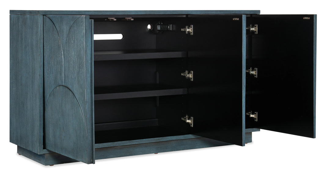 American Home Furniture Hooker Furniture Melange Round Valley Three Door Entertainment Credenza