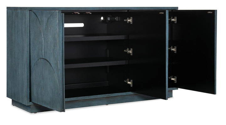 American Home Furniture Hooker Furniture Melange Round Valley Three Door Entertainment Credenza