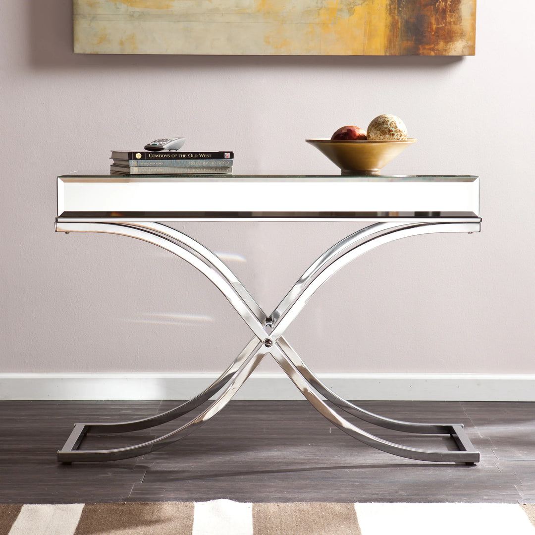 Ava Mirrored Console Table - Chrome - AmericanHomeFurniture