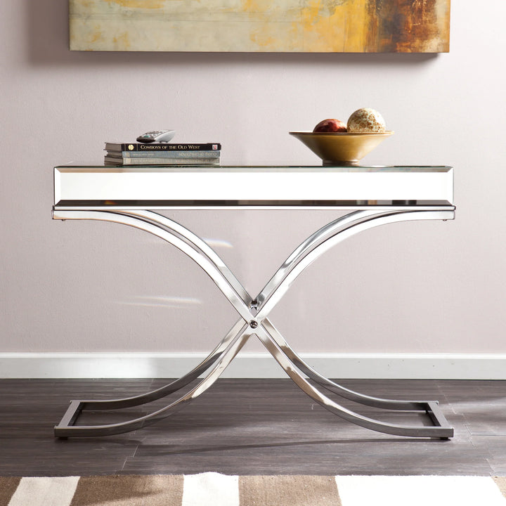 Ava Mirrored Console Table - Chrome - AmericanHomeFurniture