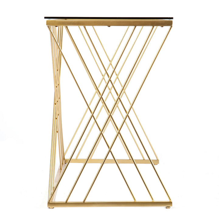 Dezby Modern Glass-Top Desk - AmericanHomeFurniture