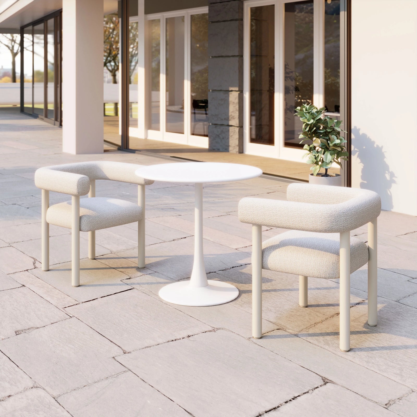 Zuo Sunbath Dining Chair (Set of 2) White OUTDOOR DINING CHAIRS