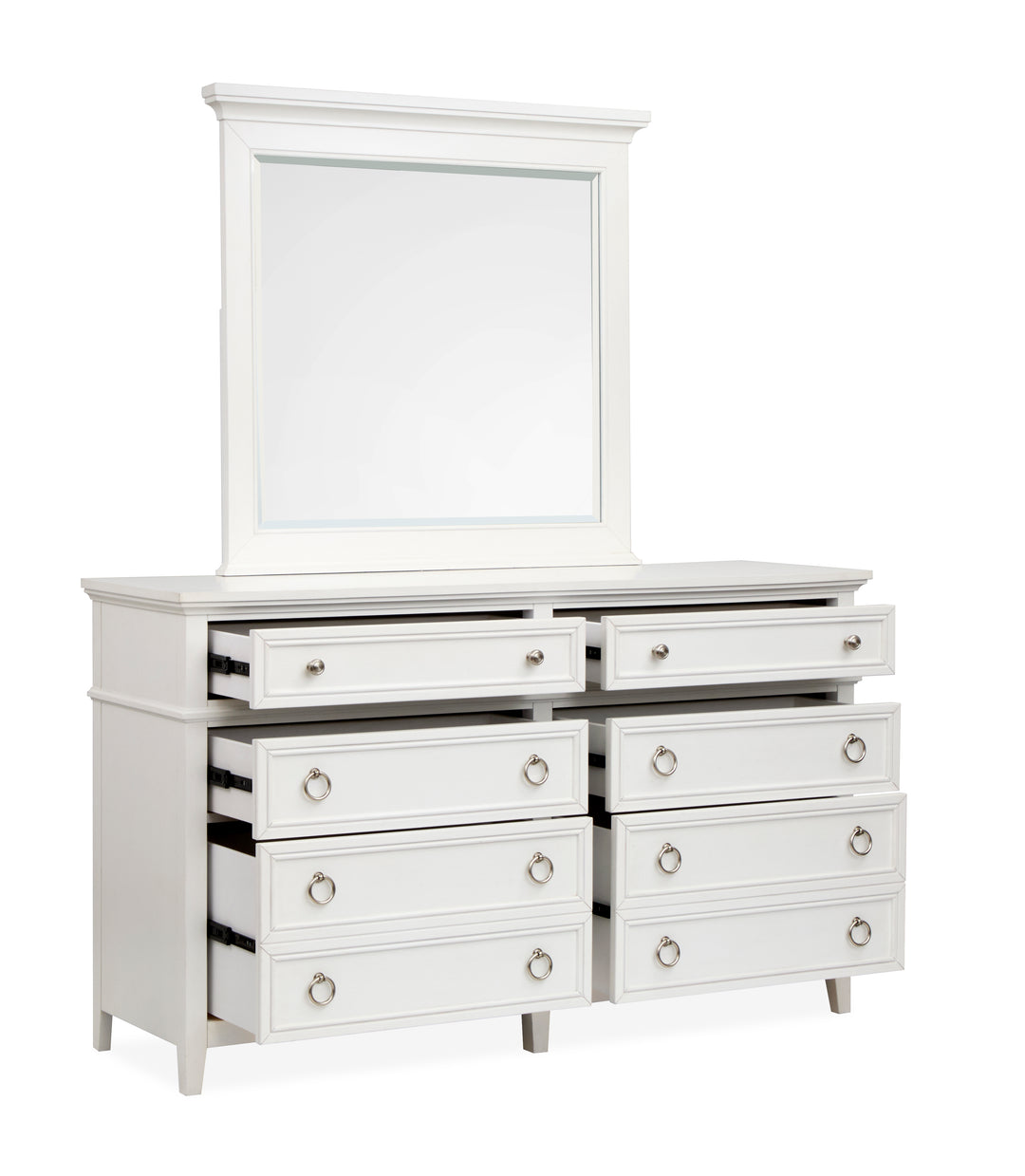 Juniper Hill Whisper White Double Drawer Dresser With Landscape Mirror - B6478-2240