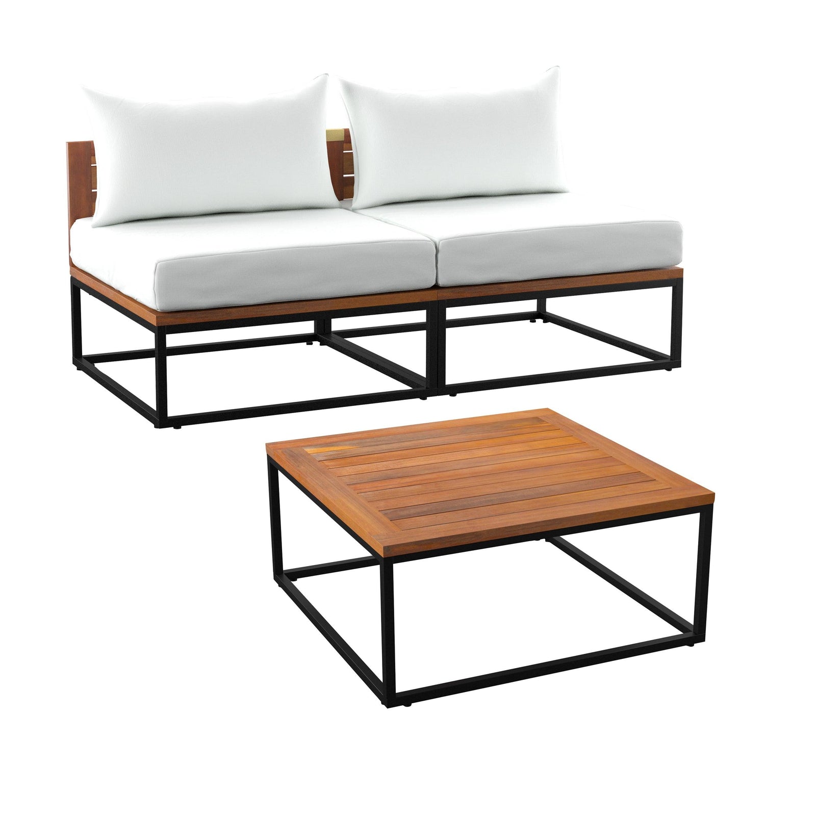 SEI Furniture Taradale Outdoor Coffee Table and Modular Loveseat Set – 2pc OUTDOOR SOFAS + SECTIONALS