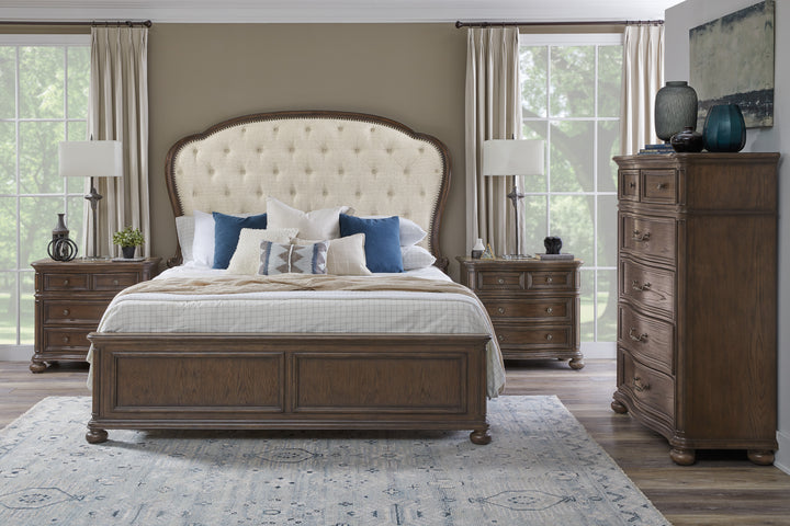 Saddle Creek Timber Brown Queen Upholstered Bed - P412-BR-K2