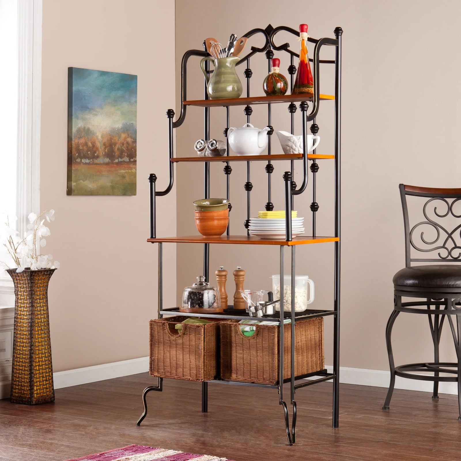 SEI Furniture Saint Pierre Bakers Rack BOOKCASES + SHELVES