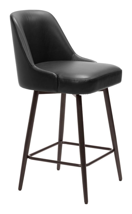 Zuo Keppel Swivel Counter Stool Black & Bronze BAR STOOLS + COUNTER STOOLS