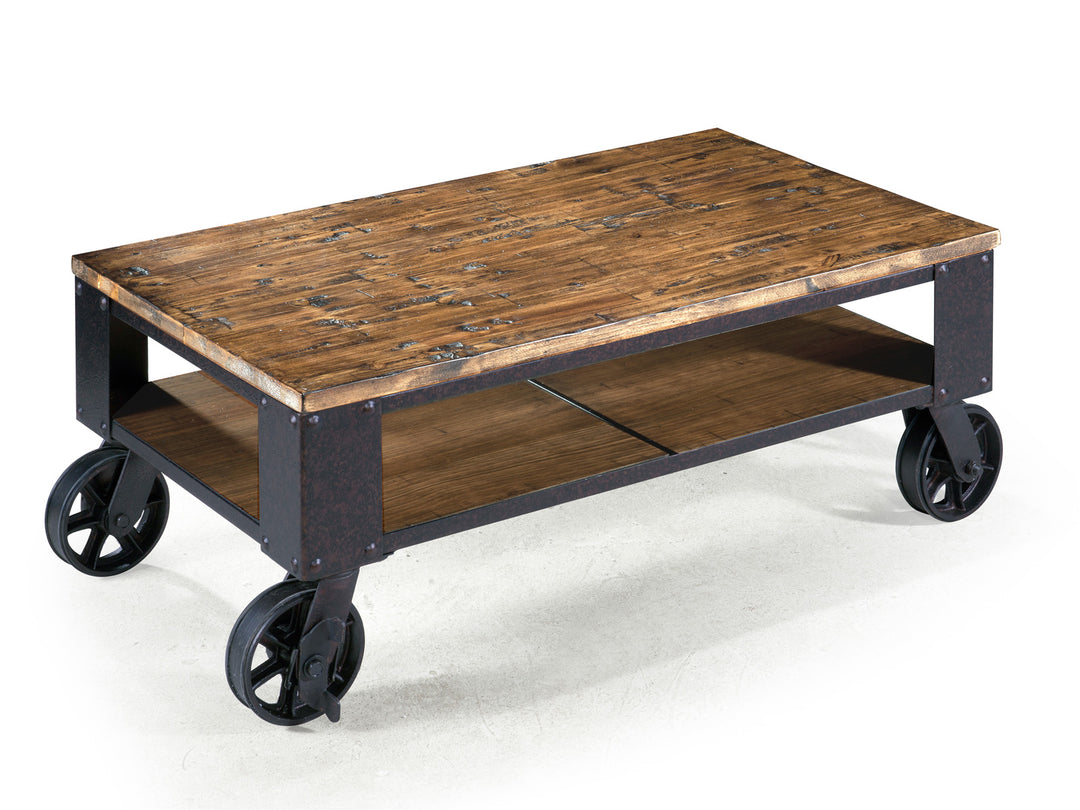 Pinebrook Distressed Natural Pine Rectangular Starter Cocktail Table - T1755-44