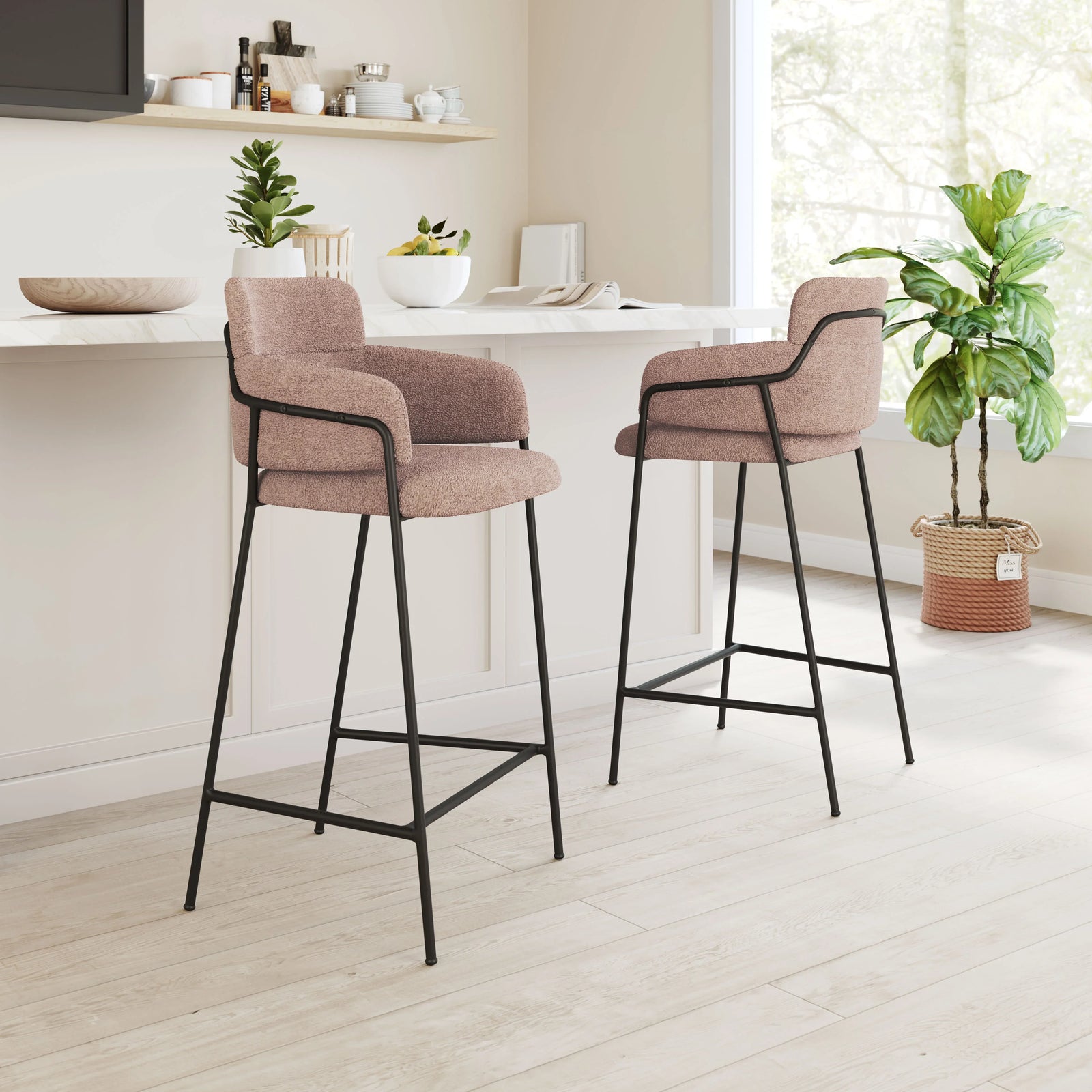 Zuo Marcel Barstool (Set of 2) Brown BAR STOOLS + COUNTER STOOLS