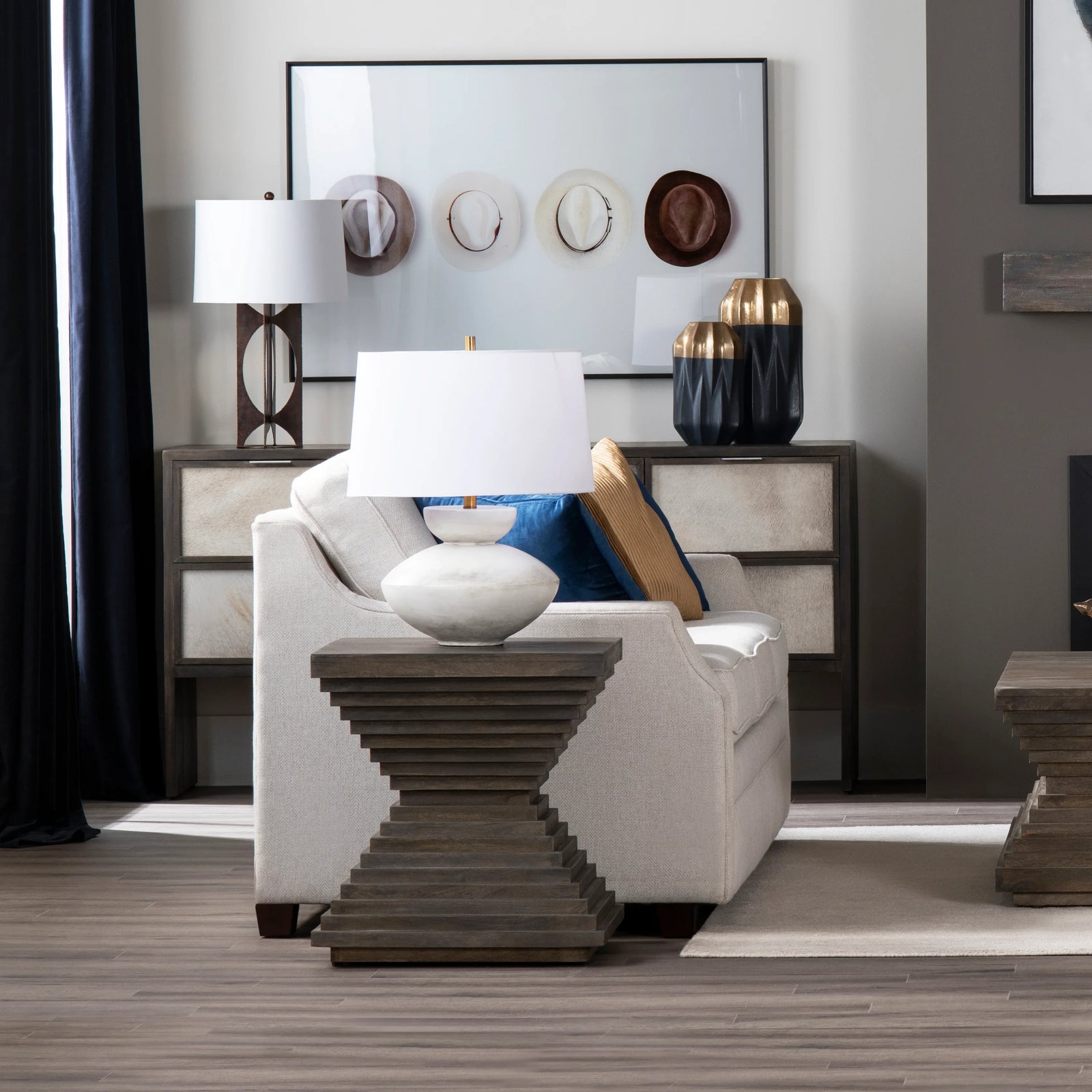 Crestview Collection Stacked Hourglass Wood End Table ACCENT TABLES