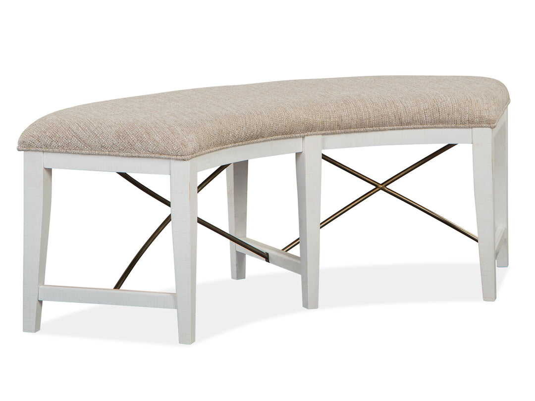 Heron Cove Chalk White And Dovetail Grey Upholstered Curved Bench - D4400-67