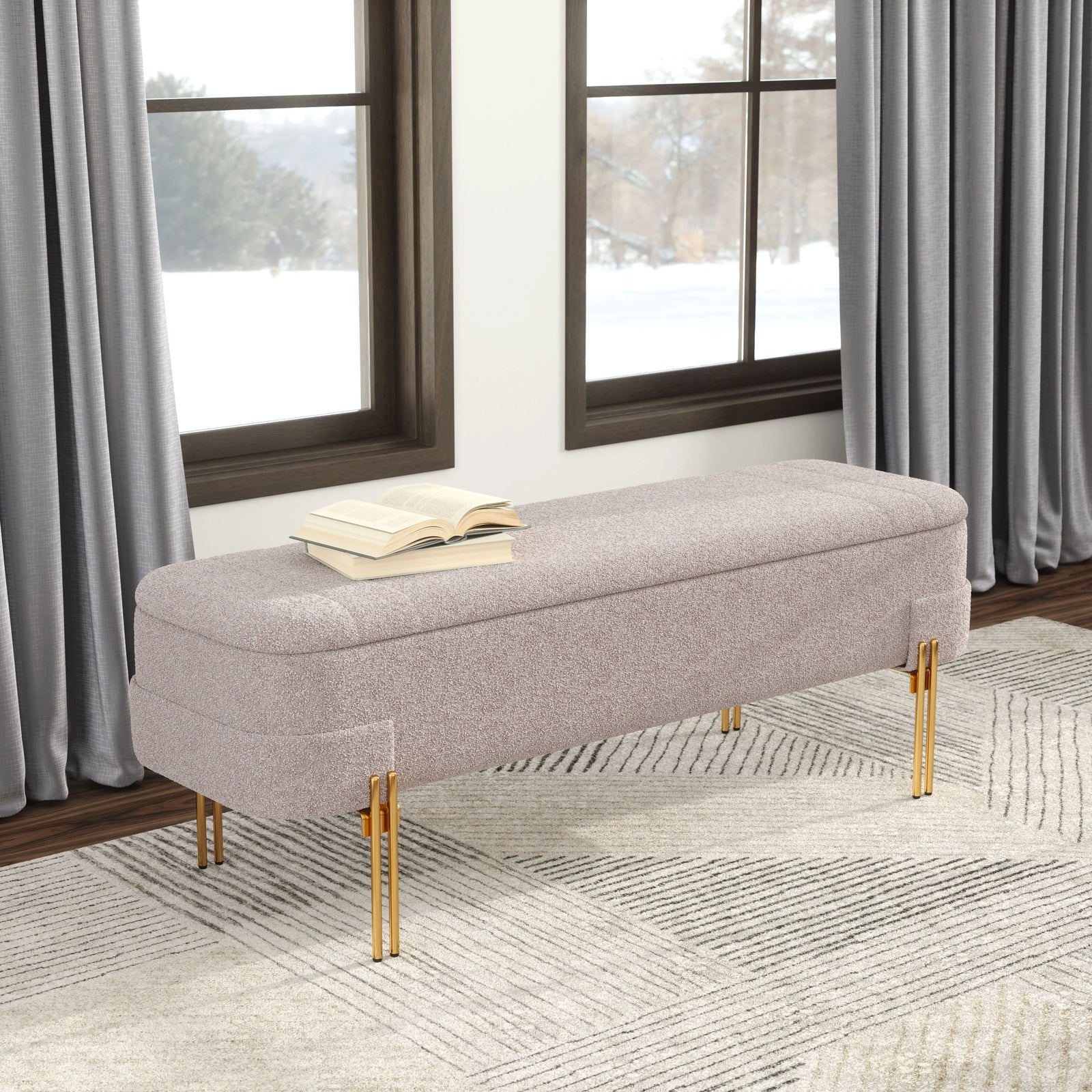 Zuo Lebreton Storage Bench Oatmeal Beige BENCHES