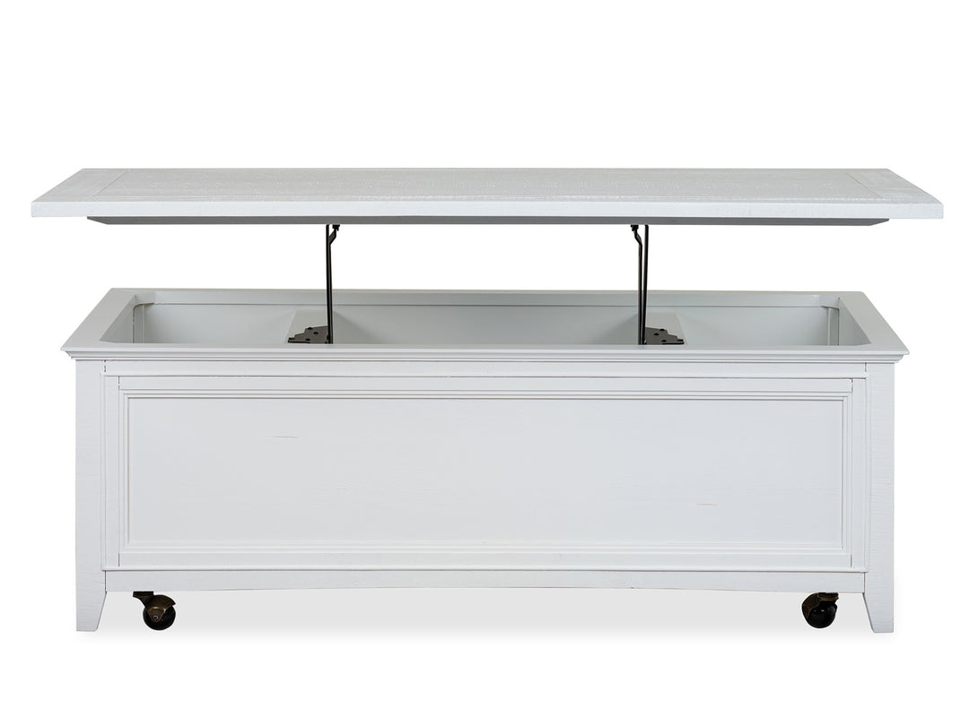 Heron Cove Chalk White Lift Top Storage Cocktail Table With Casters - T4400-50