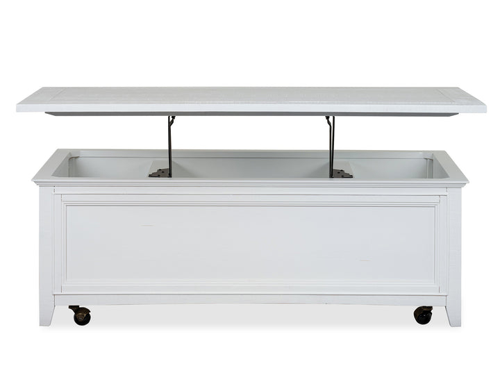Heron Cove Chalk White Lift Top Storage Cocktail Table With Casters - T4400-50