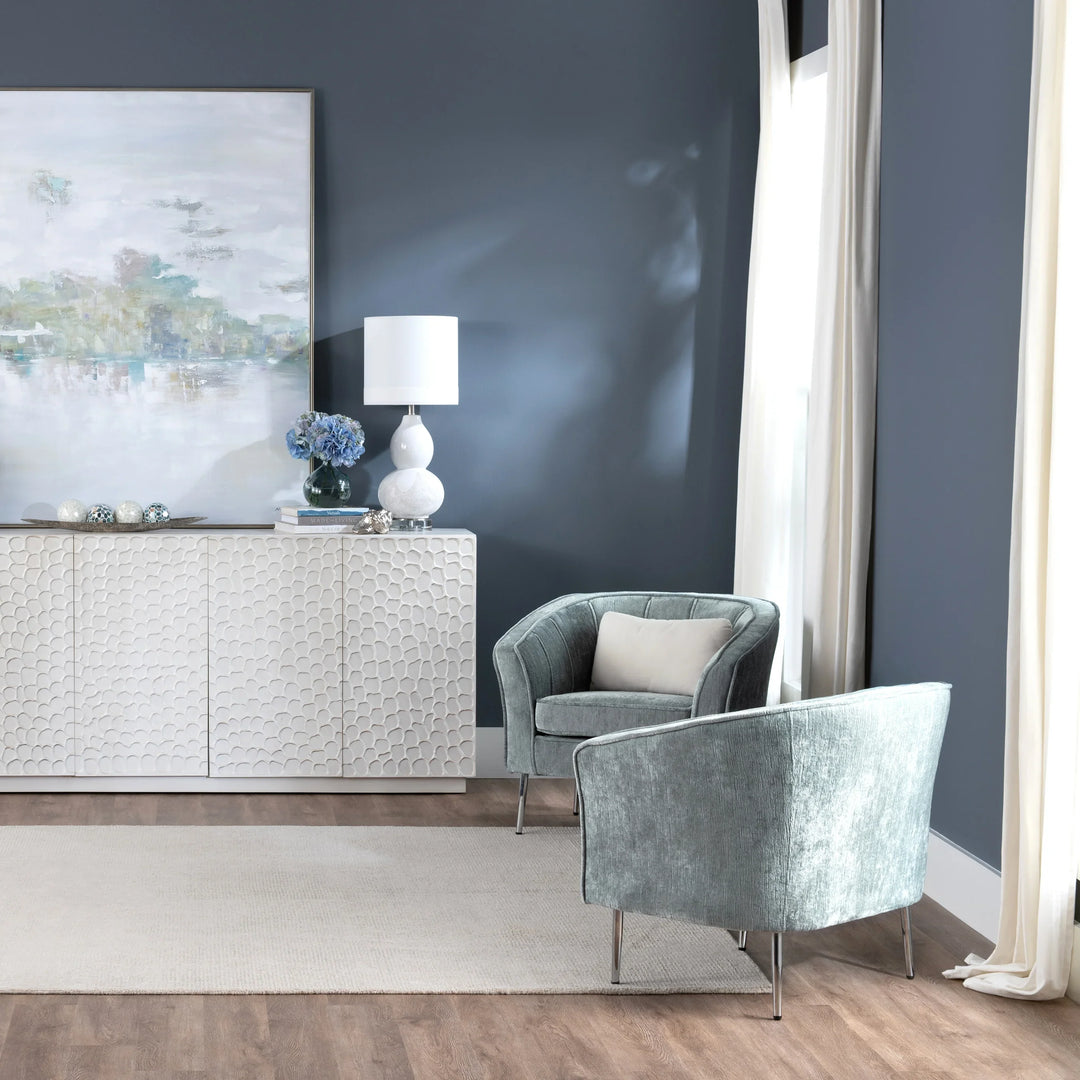 Seafoam Barrel Chair With Chrome Tapered Legs - AmericanHomeFurniture