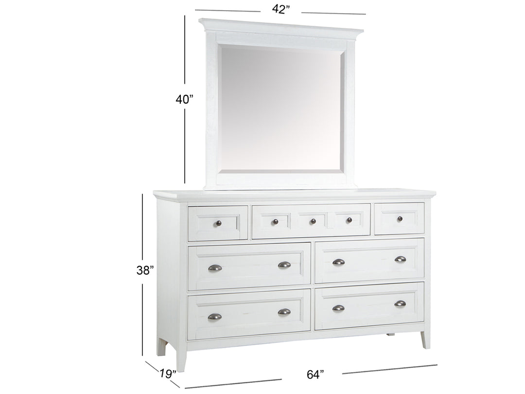 Heron Cove Chalk White And Dovetail Grey Drawer Dresser With Landscape Mirror - B4400-2040