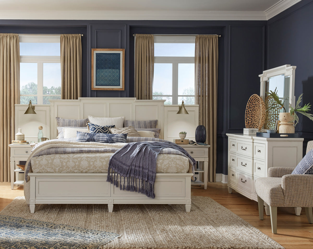 Willowbrook Egg Shell White California King Wall Panel Bed - B5324-74B