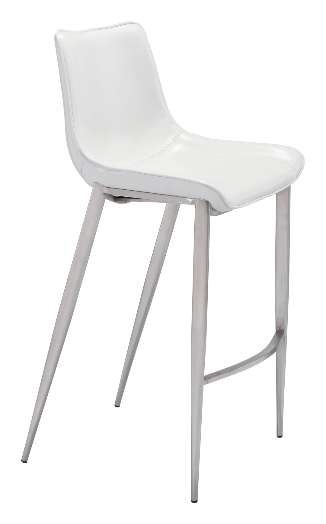 Magnus Barstool (Set of 2) White & Silver - AmericanHomeFurniture