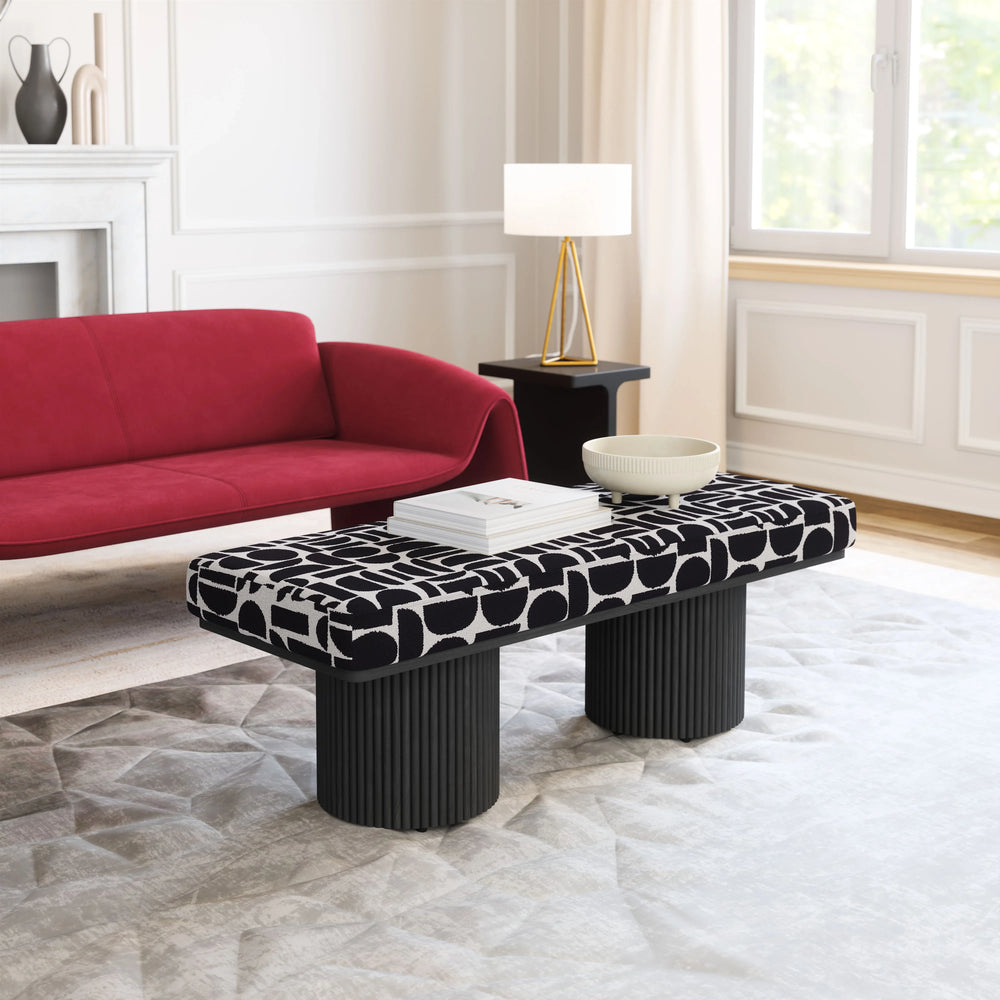 Botoia Bench Black & White - AmericanHomeFurniture