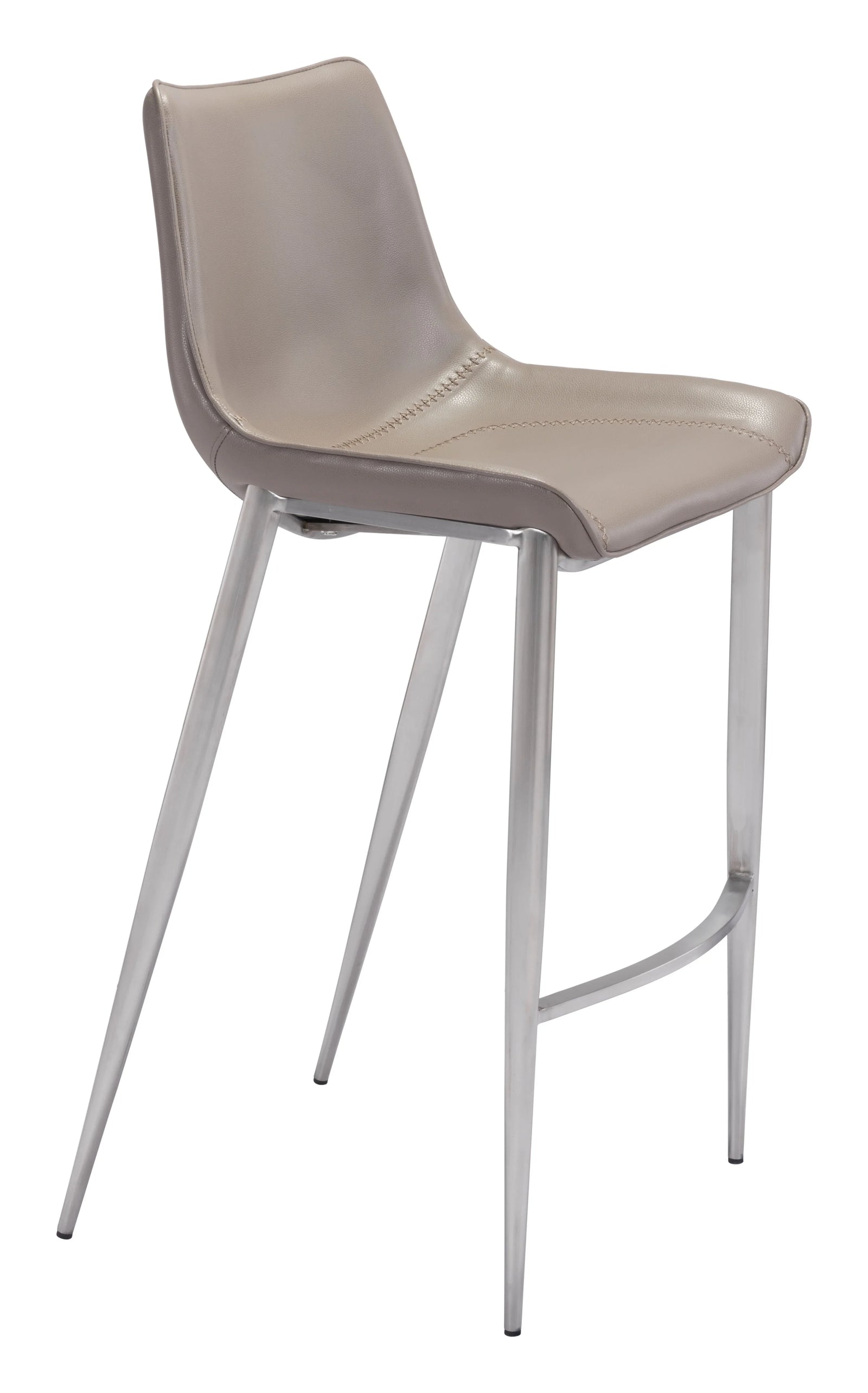 Zuo Magnus Barstool (Set of 2) Brown & Silver BAR STOOLS + COUNTER STOOLS