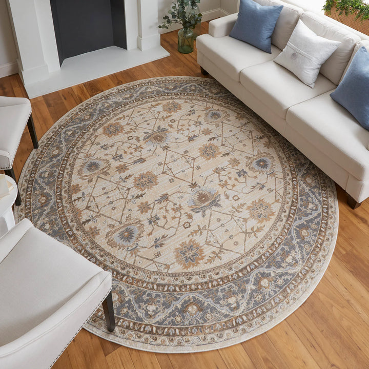 Round/7'9" x 7'9" /Beige/Gray