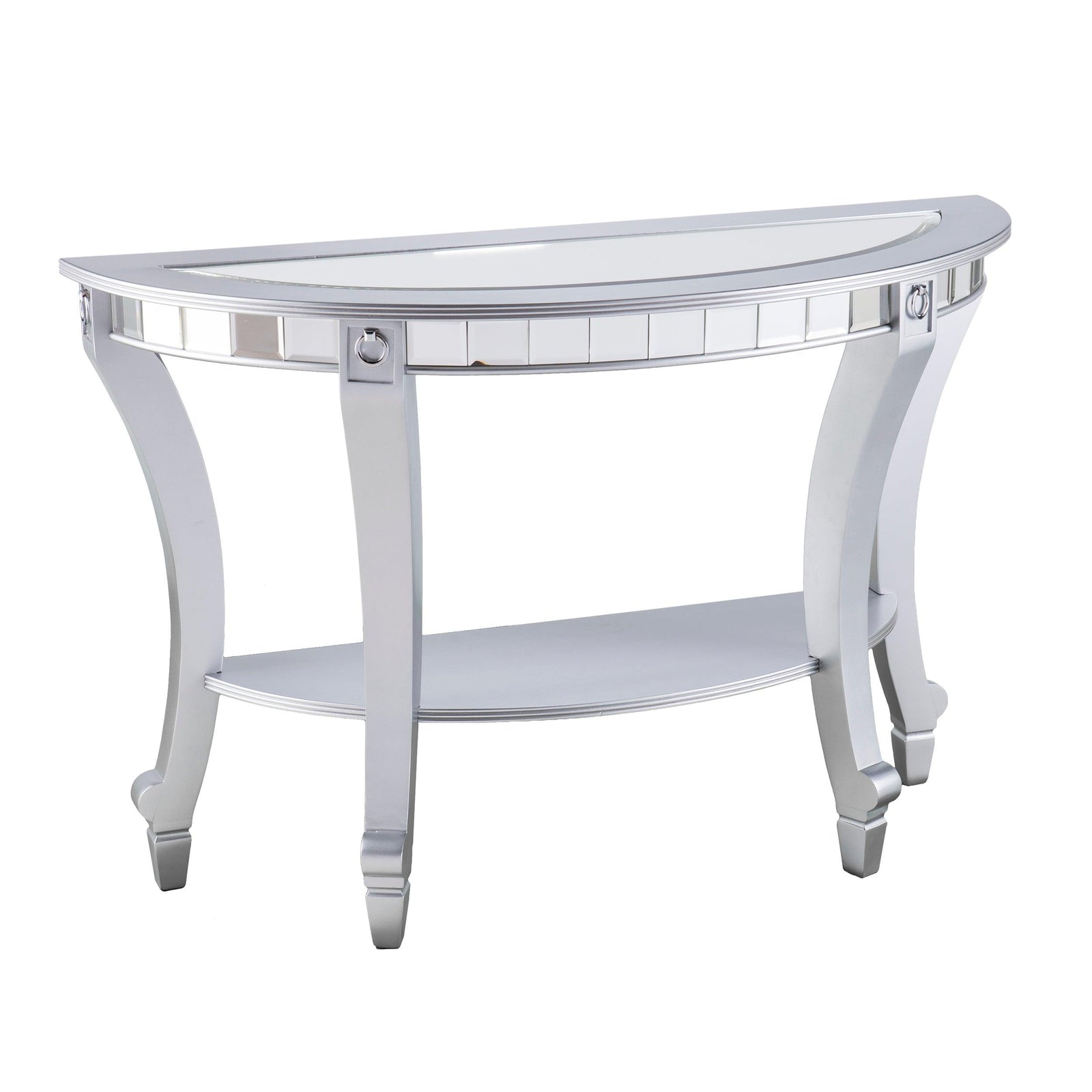 SEI Furniture Lindsay Mirrored Demilune Console Table CONSOLE TABLES