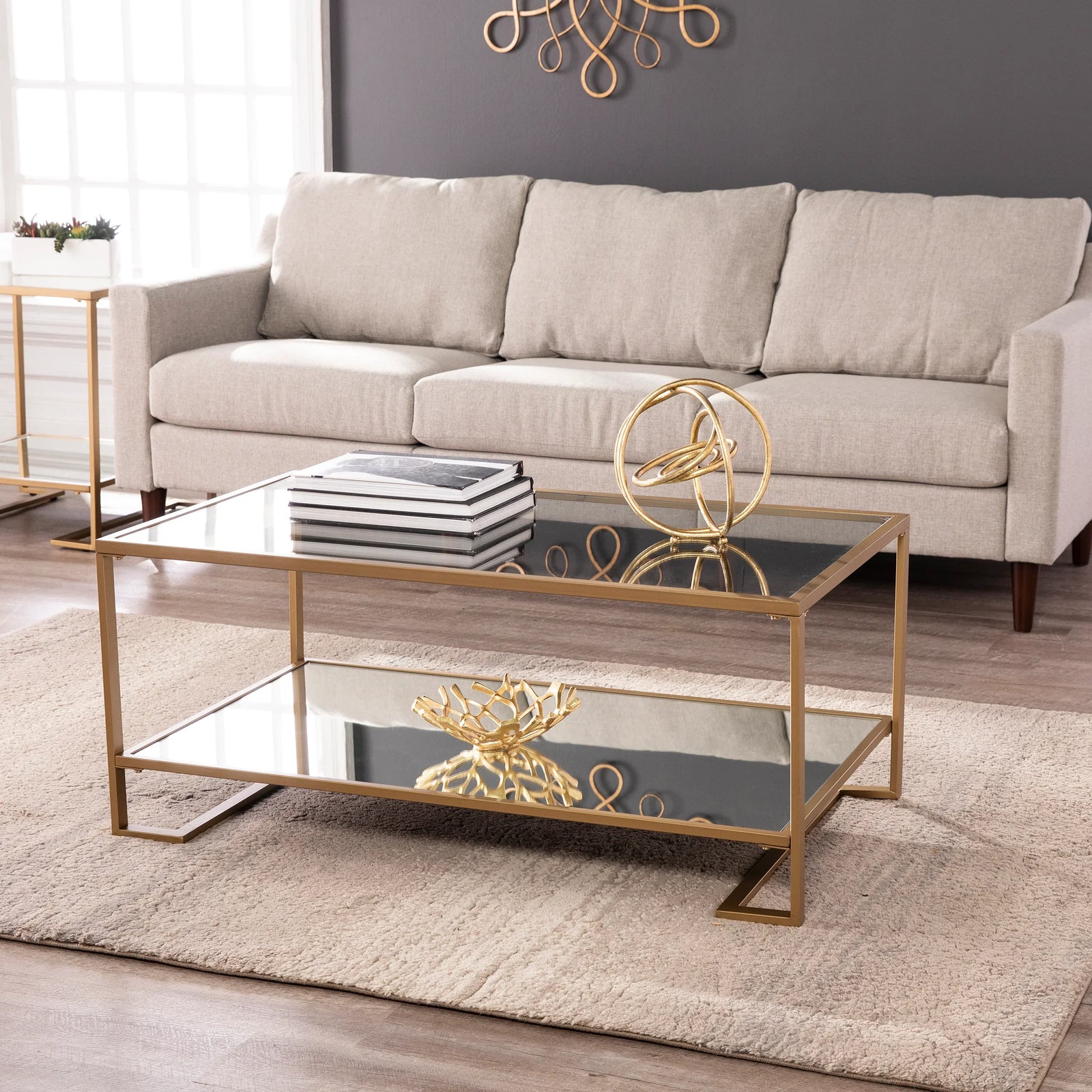 SEI Furniture Horten Glass-Top Cocktail Table COFFEE TABLES