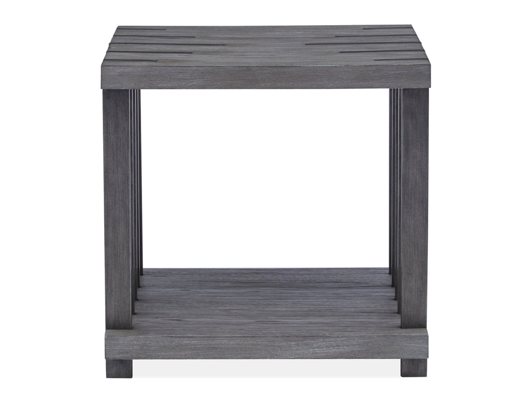 Eldridge Weathered Gravel And Satin Bronze Rectangular End Table - T4917-03