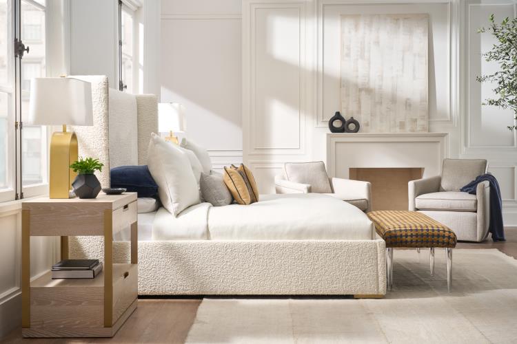 American Home Furniture Century Upholstered Wing Bed - King