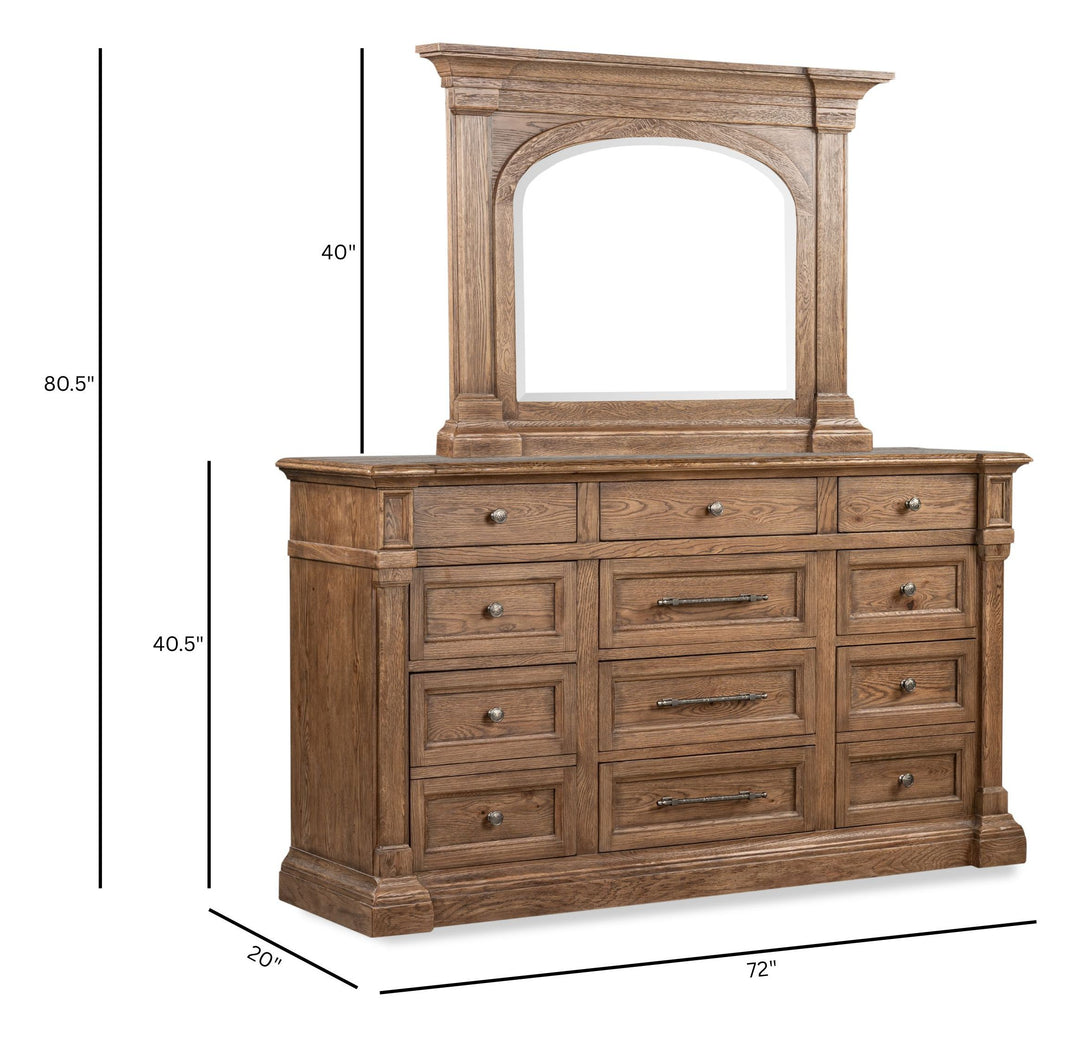 Gallant Grove Brown Drawer Dresser With Shaped Mirror - BP444-100110