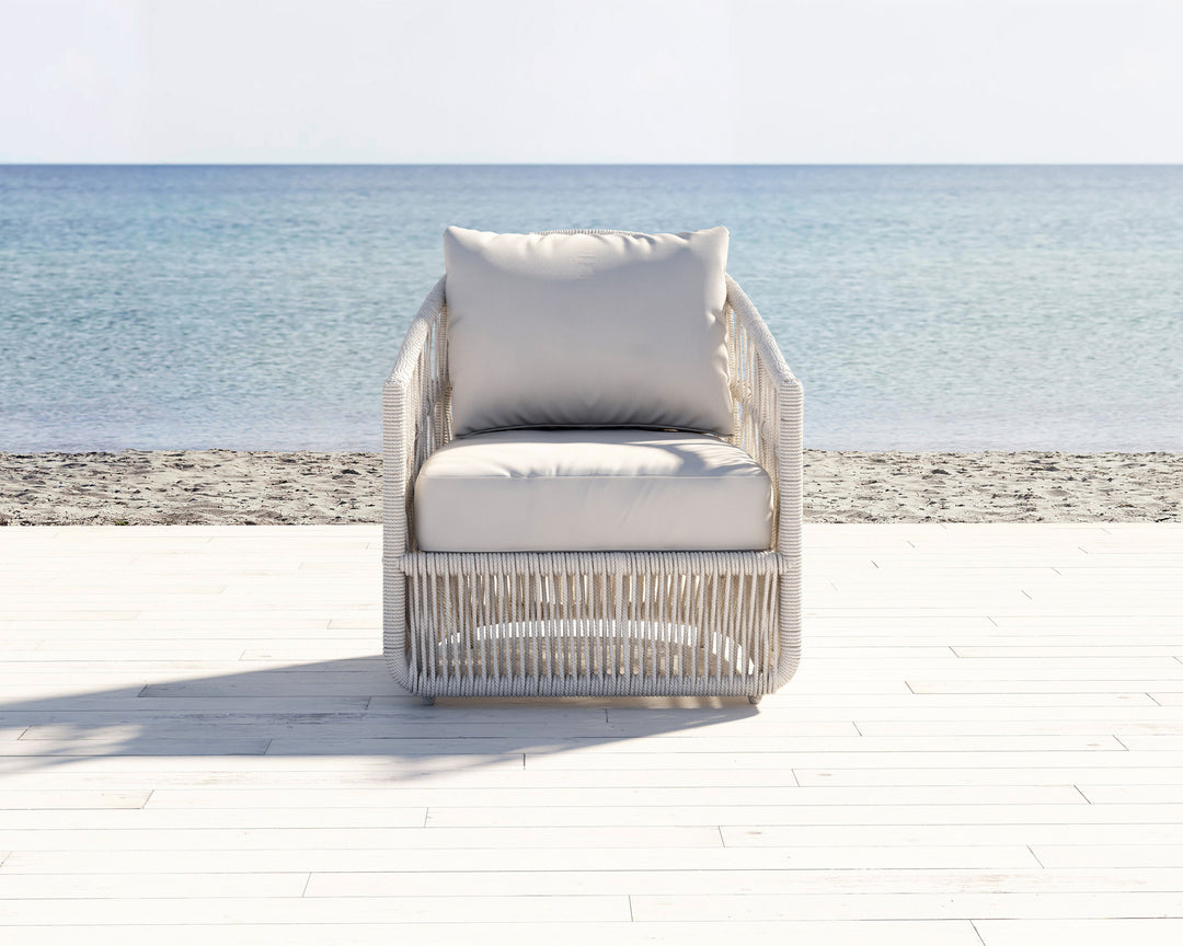 American Home Furniture | Sunset West - Dana Rope Club Chair in Linen Canvas w/ Self Welt