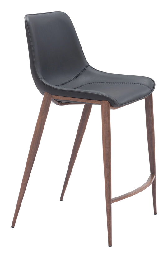 Zuo Magnus Counter Stool (Set of 2) Black & Walnut BAR STOOLS + COUNTER STOOLS
